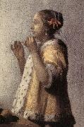 VERMEER VAN DELFT, Jan, Woman with a Pearl Necklace (detail)  gff